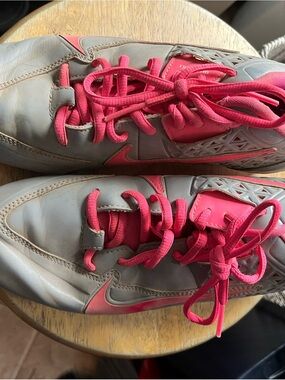 Nike Gray and Hot Pink Lacrosse Cleats